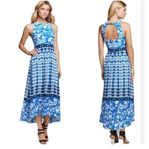Cynthia Steffe Sydney Womens High Low Maxi Dress Blue Tropical Floral size 0